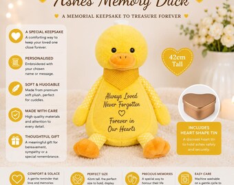 Personalised Ashes Memory Bear with Heart Shaped Keepsake Tin – Embroidered Memorial Teddy, Bereavement Gift, Remembrance Keepsake