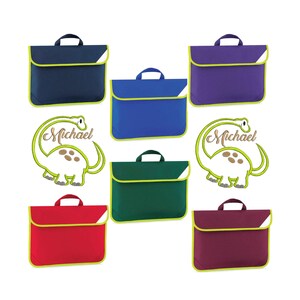 Cartable personnalisé, cartable pour la rentrée, votre nom et votre dinosaure, brodés uniques et personnalisables