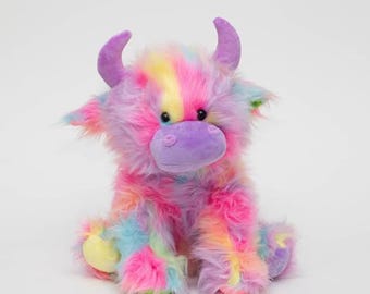 Regenbogen Highland Kuh Plüschtier: Kuscheltier mit Gravur