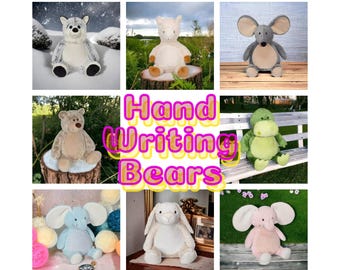 Memorial Bear, Loved Ones Hand Writing Embroidered On A Bear, Personalised Handwriting, Handwriting Keepsake, Custom Bear, Remembrance Gift
