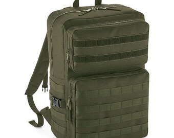 MOLLE Tactical 25L Backpack – Military-Inspired, Recycled Polyester, Custom Name, Travel, Commuter & Outdoor Bag