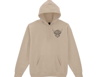 Personalised Highland Cow Hoodie, Embroidered Hoodie, Mothers Day Gift, Blanket Hoodie, Gift For Her, Gift For Him , Custom Hoodie
