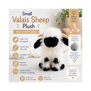 Valais sheep plush toy: small cuddly sheep gift (18cm)