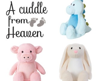 Cuddle From Heaven Angel Bear, Remembrance Teddy, Embroidered Personalised Soft Toy, Baby Loss, Memorial Gift, Keepsake Gift