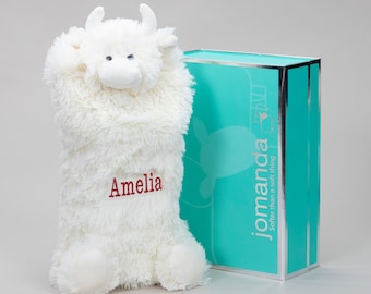 Housse personnalisée pour bouillotte Highland Cow : coffret peluche