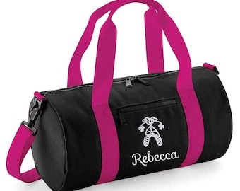 Personalized Irish Dance Barrel Bag: Embroidered Name, Ballet Gym Bag