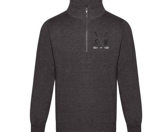 Broderad golftröja med kvarts dragkedja: Personlig golfpresent