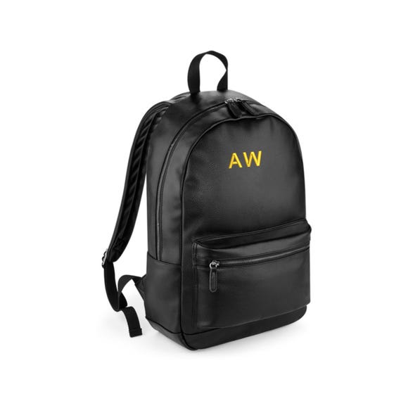 Zaino in similpelle con iniziale ricamata: borsa per laptop