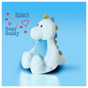 Dinosaur Scar Buddy CHD, Heart Awareness Bear, Heart Surgery Bear, CHD Gift, Personalised Scar Buddy, Heart Warrior Bear, Boy or Girl