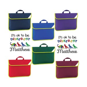 Cartable personnalisé, cartable pour la rentrée, votre nom et votre dinosaure, brodés uniques et personnalisables