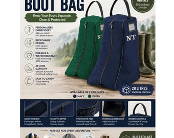 Personalized Welly Boot Bag: Embroidered Hiking Boot Carrier