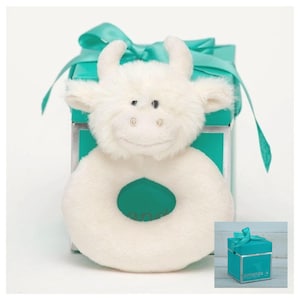 Soft Rattle Highland Cow With Gift Box, Animal Rattle, Baby Toy, Soft Baby Toy, Baby Gift, Newborn Gift