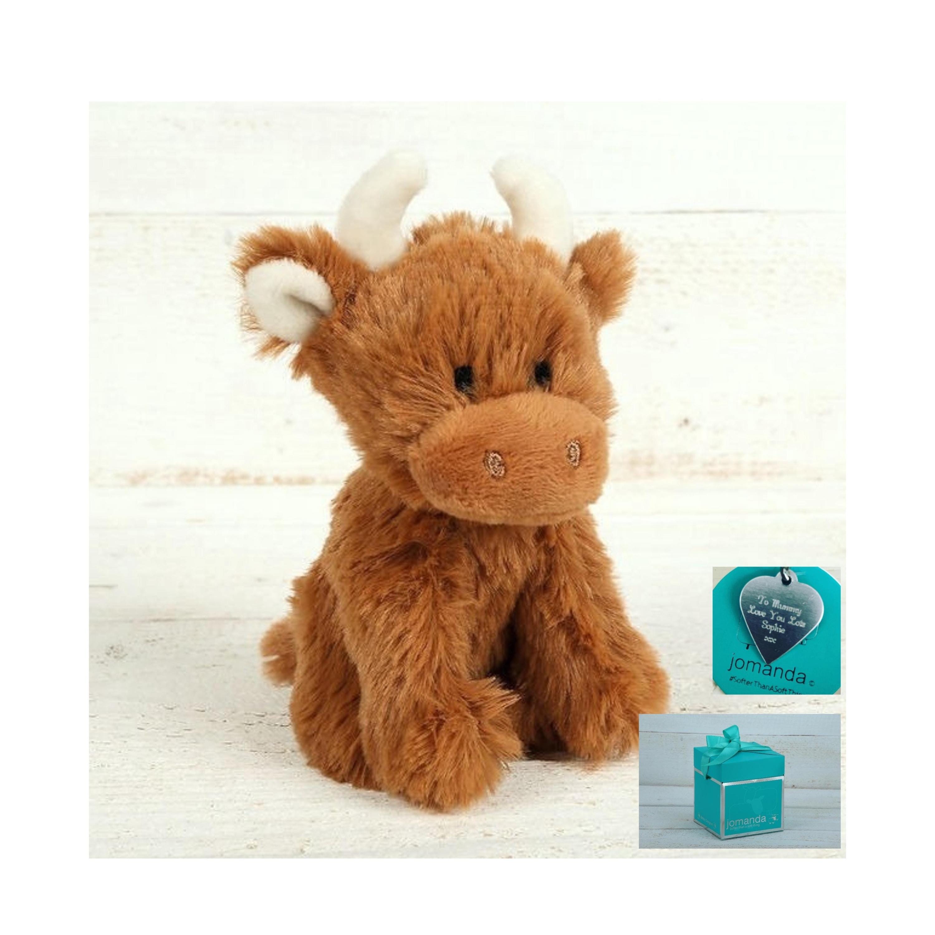 Personalised Mini Highland Cow Plush Soft Toy In Pop Up Box CE/UKCA