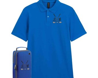 Personalized Embroidered Golf Shirt & Shoe Bag Set: Custom Golf Gift