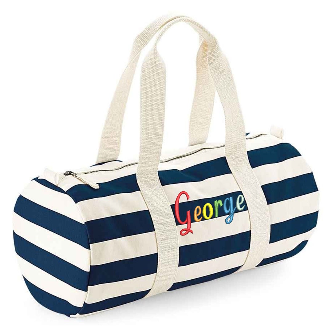 Personalized Kids Holdall Striped Cotton Canvas Travel Bag Etsy personalized-kids-holdall-striped-cotton-canvas-travel-bag-etsy