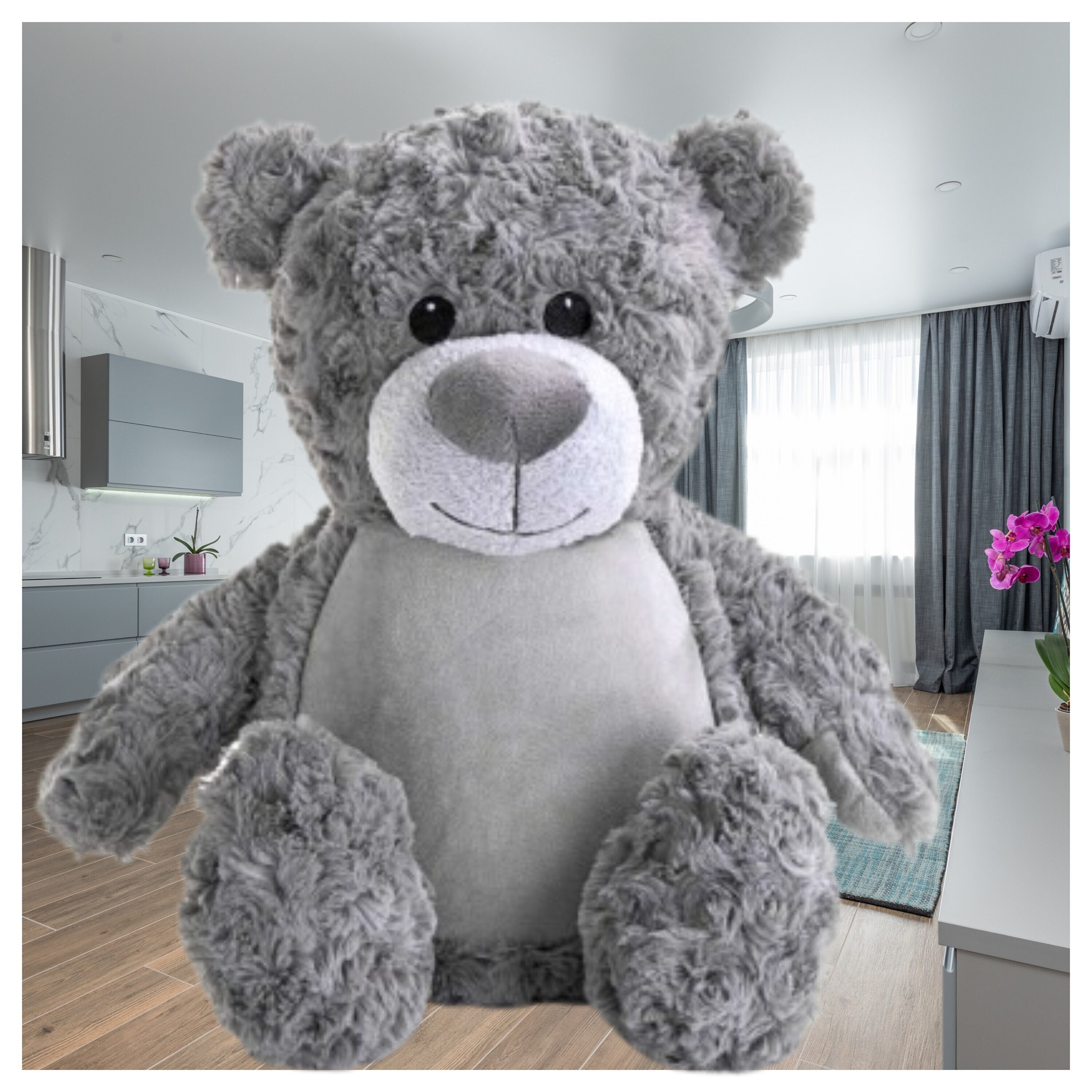 Personalised Embroidered Grey Teddy Bear Soft Toy New Baby or - Etsy UK