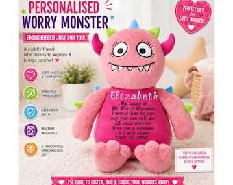 Peluche de monstruo de la preocupación personalizado/Peluche para aliviar la ansiedad/Juguete reconfortante para niños