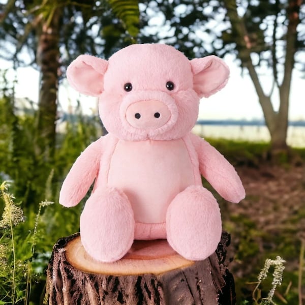 Personalisierter Schwein Teddy, Schwein Stofftier, personalisierter Bär, Bauernhof Hof Geschenk, Plüsch Schwein, Geburtsgeschenk, neues Baby, Baby Geschenk, Taufe, Andenken