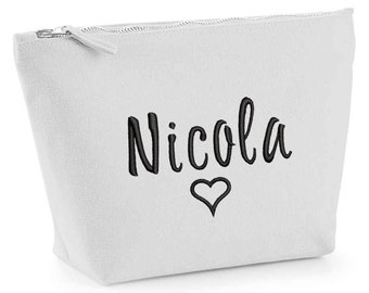 Personalized Makeup Bag: Embroidered Cotton Canvas Cosmetic Bag