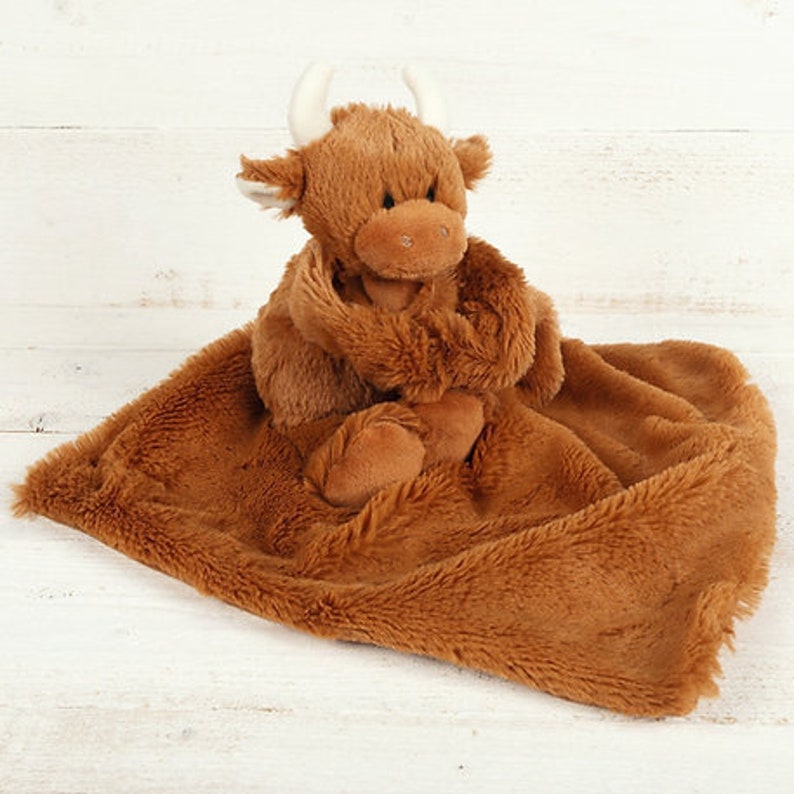 Personalised Baby Comforter Highland Cow Baby Gift Gender Etsy UK