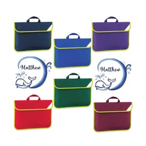 Cartable personnalisé, cartable pour la rentrée, votre nom et la baleine, brodés uniques et personnalisables