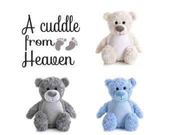 Cuddle From Heaven Angel Bear, Remembrance Teddy, Embroidered Personalised Soft Toy, Baby Loss, Memorial Gift, Keepsake Gift