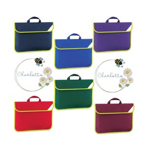 Cartable personnalisé, cartable pour la rentrée, votre nom et votre bourdon, brodés uniques et personnalisables
