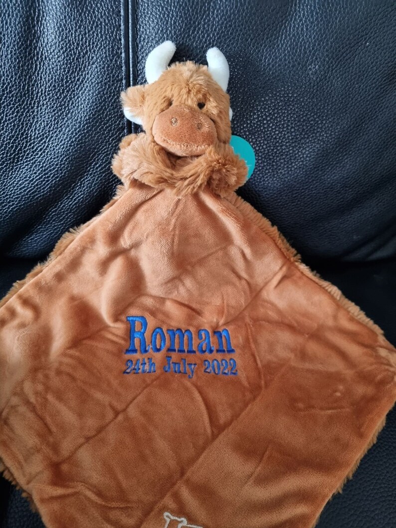 Personalised Baby Comforter Highland Cow Baby Gift Gender Etsy UK