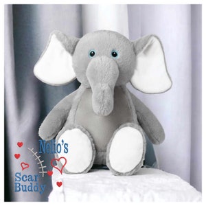 Elephant Scar Buddy CHD, Heart Awareness Bear, Heart Surgery Bear, CHD Gift, Personalised Scar Buddy, Heart Warrior Bear, Boy or Girl