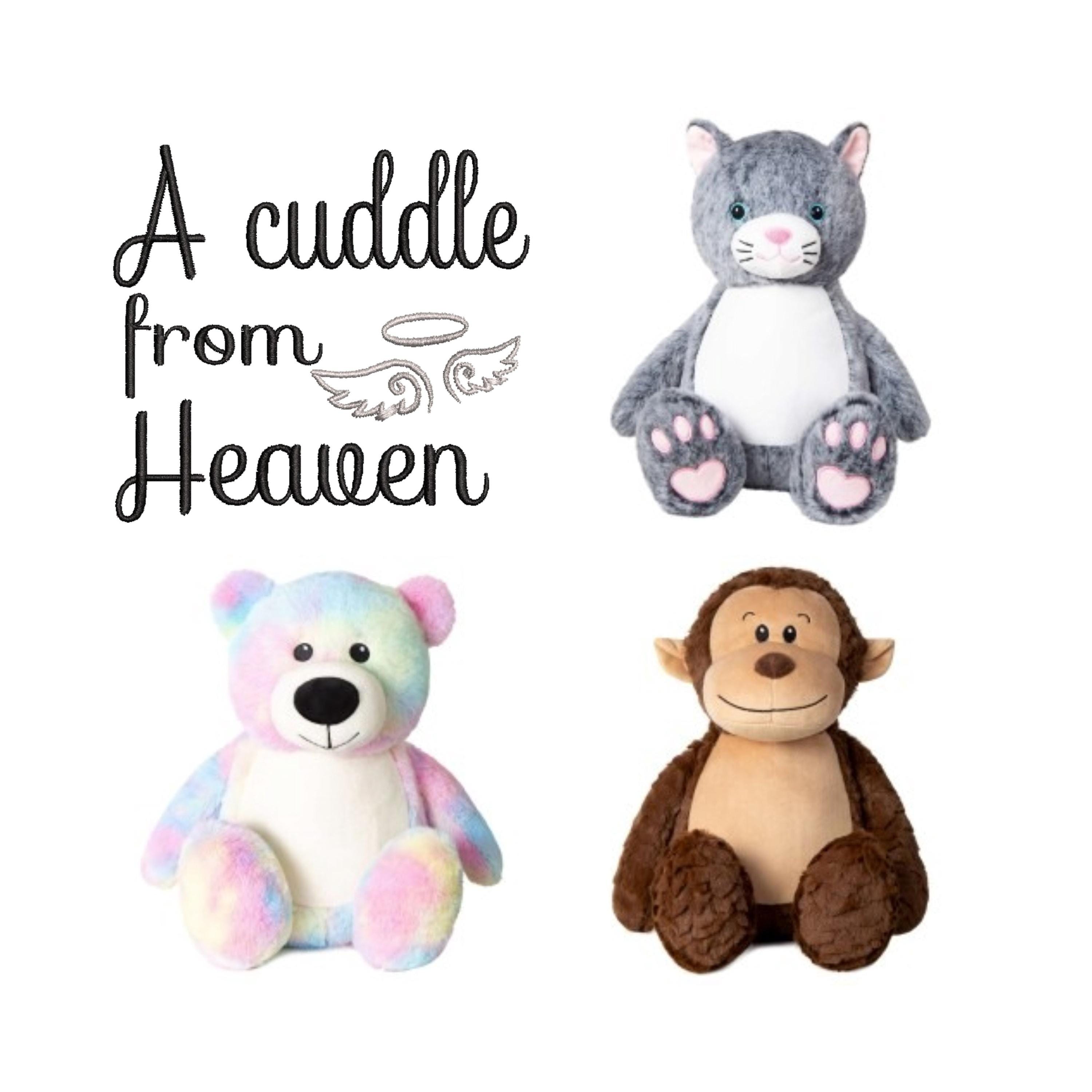 Cuddle From Heaven Angel Bear, Remembrance Teddy, Embroidered Personalised Soft Toy, Baby Loss, Memorial Gift, Keepsake Gift