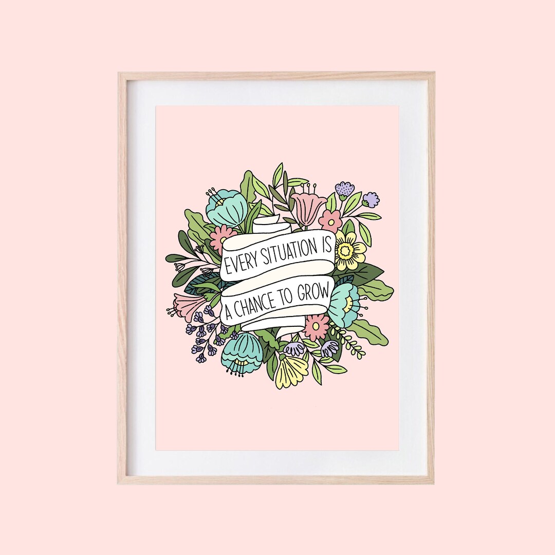 Floral Motivational Quote Print: Positive Affirmation Wall Art - Etsy