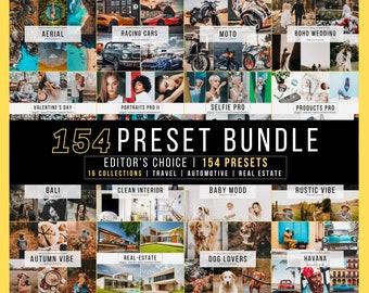 154 Lightroom Presets Bundle: Mobile & Desktop, Portrait, Cars, Real Estate