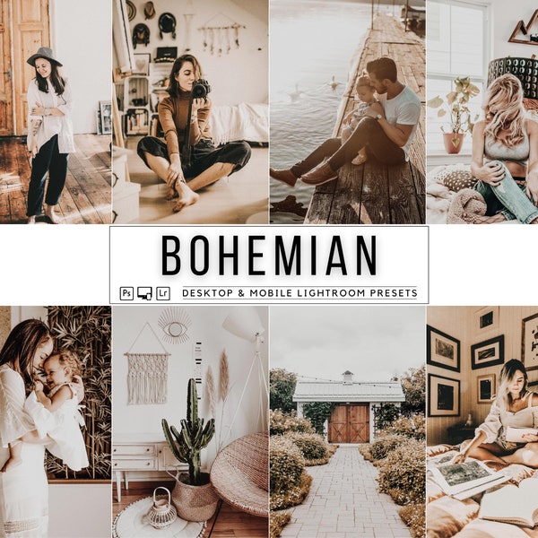 10 Bohemian Lightroom Mobile & Desktop Presets, Rich Moody Tones Cream Beige Photo Filter for Instagram, Rustic Boho Vintage Blogger Preset