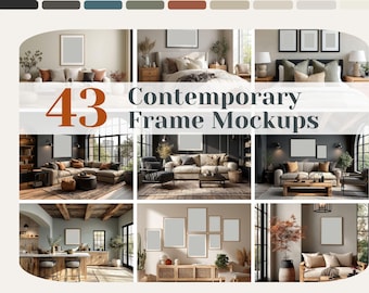 Contemporary Wall Art Mockup Bundle: 43 PSD Interiors