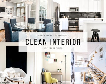 Interior presets | Set of 11 | Clean Interior | Real Estate Presets | Interior design Home Preset |  Desktop & mobile lightroom filters