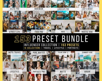 153 Lightroom Presets Bundle: Influencer Collection (Mobile & Desktop)