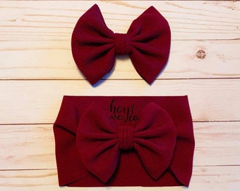 maroon baby bow