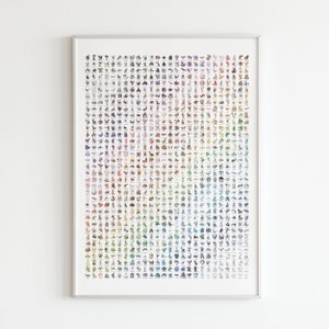 Póster de la Pokédex de Pokémon Finder, decoración de habitación para niños, obra de arte nostálgica de fans de Pokémon
