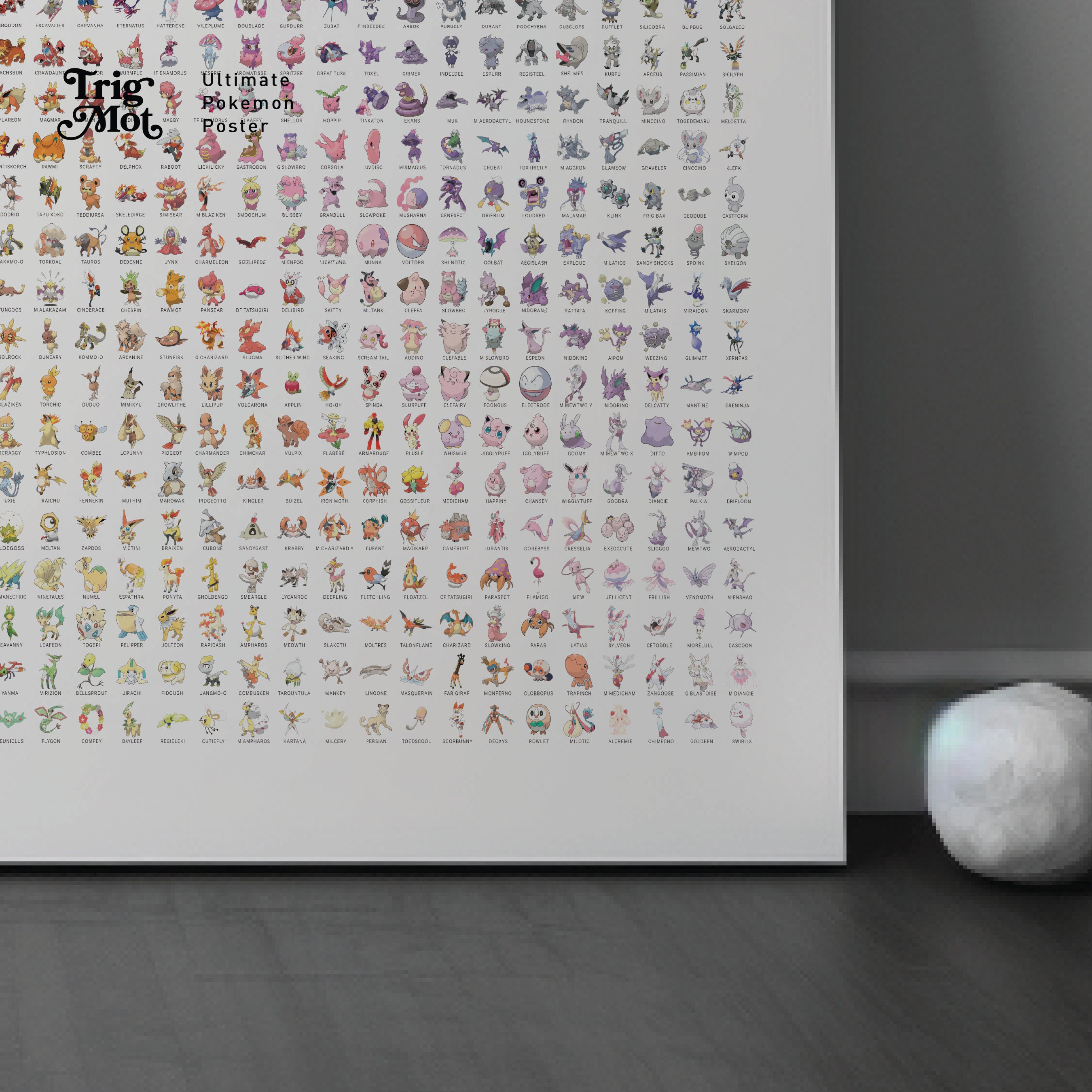 Mega Pokedex Poster Pokemon Digital Art Print 