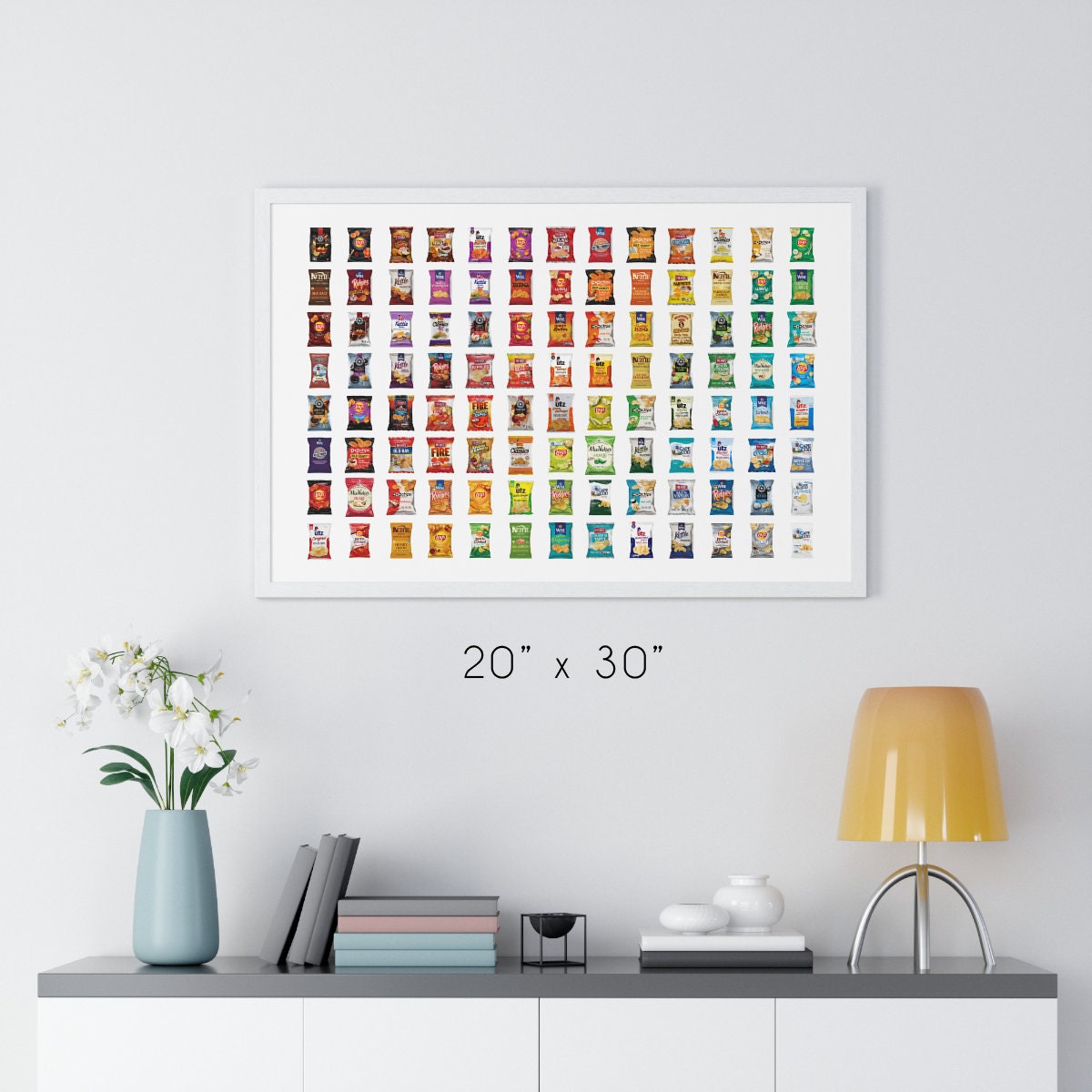Wall of Potato Chips Poster Snack Food Rainbow Color Art Decor Etsy