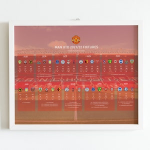 Man Utd 2021/22 Fixtures & Schedule Manchester United 2022 | Etsy