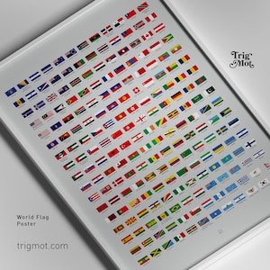 Flags Of The World Poster Gedruckt oder Digital Interactive Educational Wall Art Landnamen Kinder Druck Klassenzimmer Homeschooling Dekor