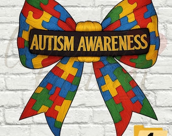 Autism Awareness Bow PNG Clipart: Puzzle Ribbon Design (Commercial Use)