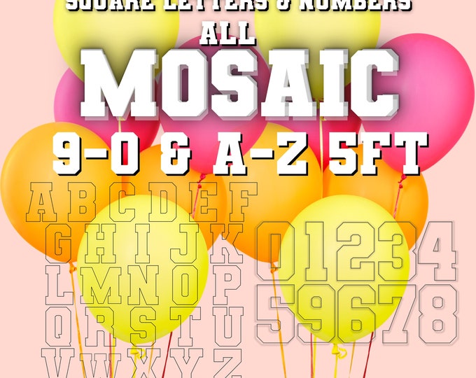 5ft Mosaic All Square Letters and Numbers from Balloons Mosaic Template 5ft all A-Z Letters & all 0-9 Numbers Square Stand Letters Numbers