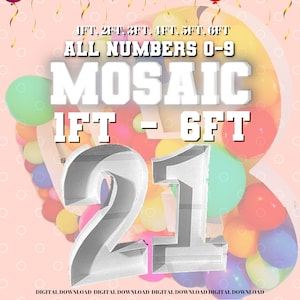 1ft-6ft Mosaic All 0-9  Numbers from Balloons PDF files with Bonus 6ft Numbers - 60 Files Bundle