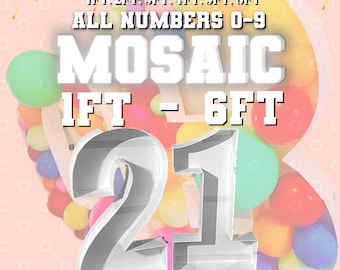 1ft-6ft Mosaic All 0-9  Numbers from Balloons PDF files with Bonus 6ft Numbers - 60 Files Bundle