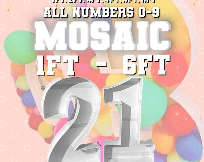 1ft-6ft Mosaic All 0-9  Numbers from Balloons PDF files with Bonus 6ft Numbers - 60 Files Bundle
