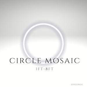 May include: A white circle mosaic with the text "CIRCLE MOSAIC" and "1FT-8FT" below it. The background is a light gray.