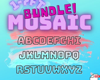 7ft, 6ft, 5ft, 4ft, 3ft, 2ft, 1ft  Mosaic All Bubble Letters from Balloons Mosaic Template