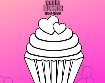 1ft-6ft Mosaic Muffin with Hearts from Balloons PDF Digital Download